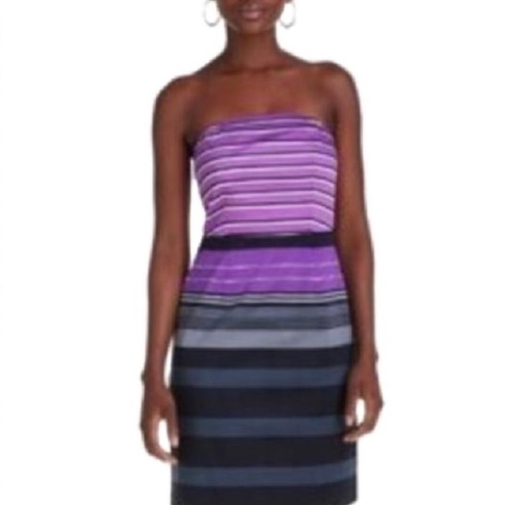 The Limited Purple Striped Strapless Dress